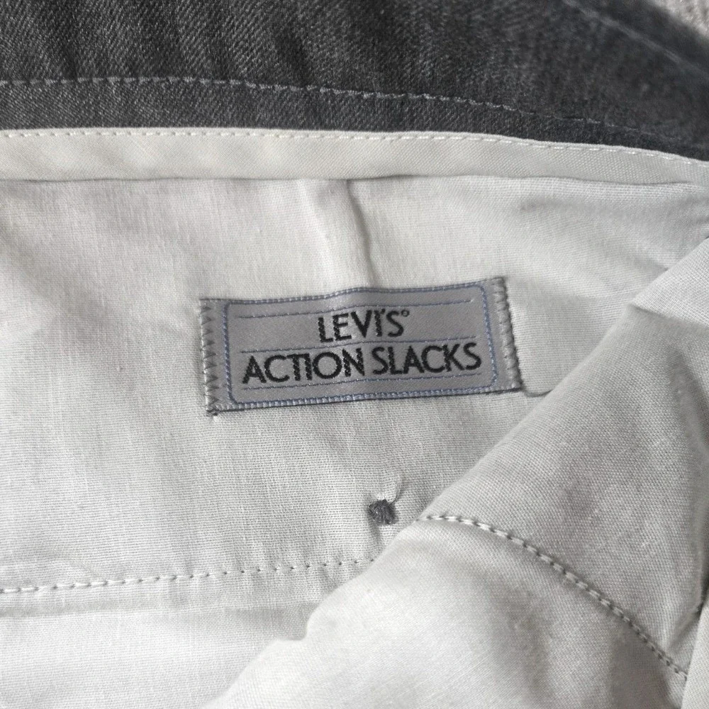 Levis Action Slacks Mens 36x24 Gray Vintage 80s Flat‎ Front Dress Pants